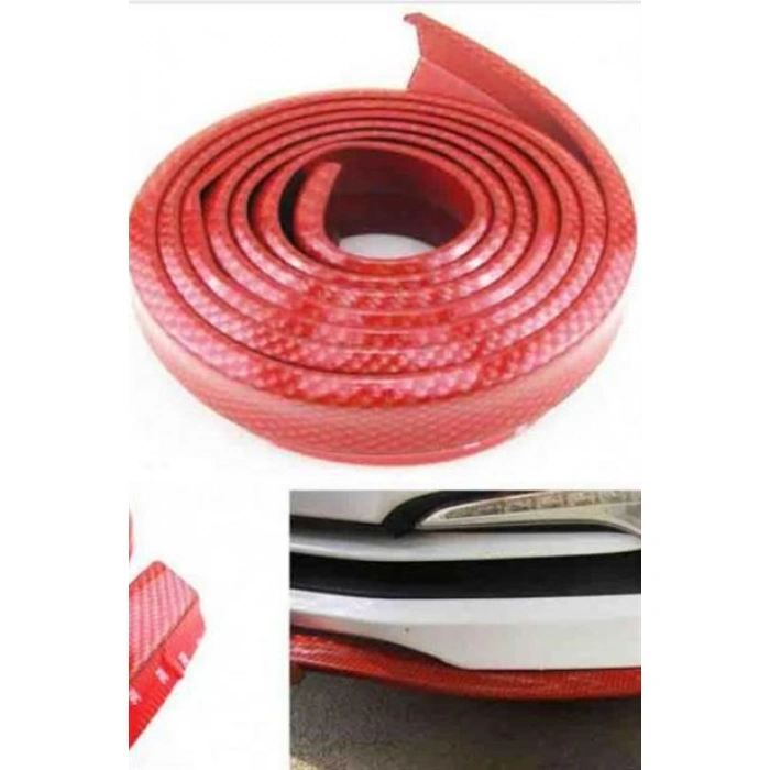 TUFEYO Kırmızı Renkli 2,5 Metre Araba Oto Ön Tampon Koruyucu Kauçuk Pratik Tampon Şerit Bant Döşeme