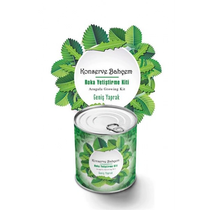 TUFEYO Konserve Bahçem Evde Konservede İri Yapraklı Roka Yetiştirme Kiti