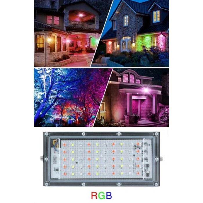 TUFEYO Kumandalı Led Işık Dış Cephe Aydınlatması Çok Renkli RGB Led Panel Işık PartiLed Aydınlatma