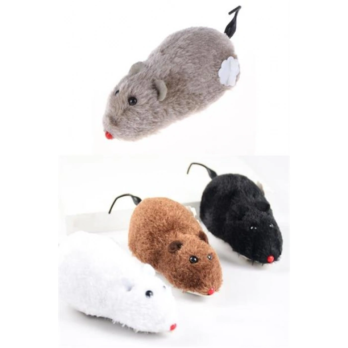 TUFEYO Kurmalı Kedi Eğitim Oyuncağı Tüylü Peluş Fare Yakalama İnteraktif Sevimli Eğlenceli Oyuncak