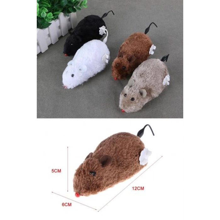 TUFEYO Kurmalı Kedi Eğitim Oyuncağı Tüylü Peluş Fare Yakalama İnteraktif Sevimli Eğlenceli Oyuncak