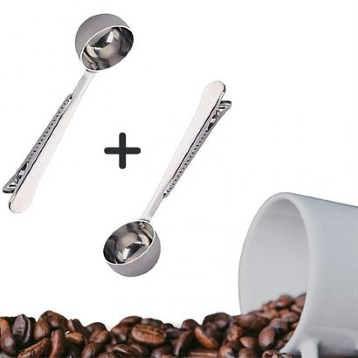 TUFEYO Mandallı Kahve Ölçü Kaşığı Silver Çok Fonksiyonlu Paslanmaz Çelik Kaşık