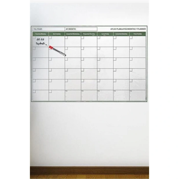 TUFEYO Manyetik Yapışkanlı Bir Aylık Program Planlayıcı Takvim 85x56 cm