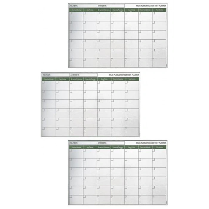 TUFEYO Manyetik Yapışkanlı Bir Aylık Program Planlayıcı Takvim 85x56 cm