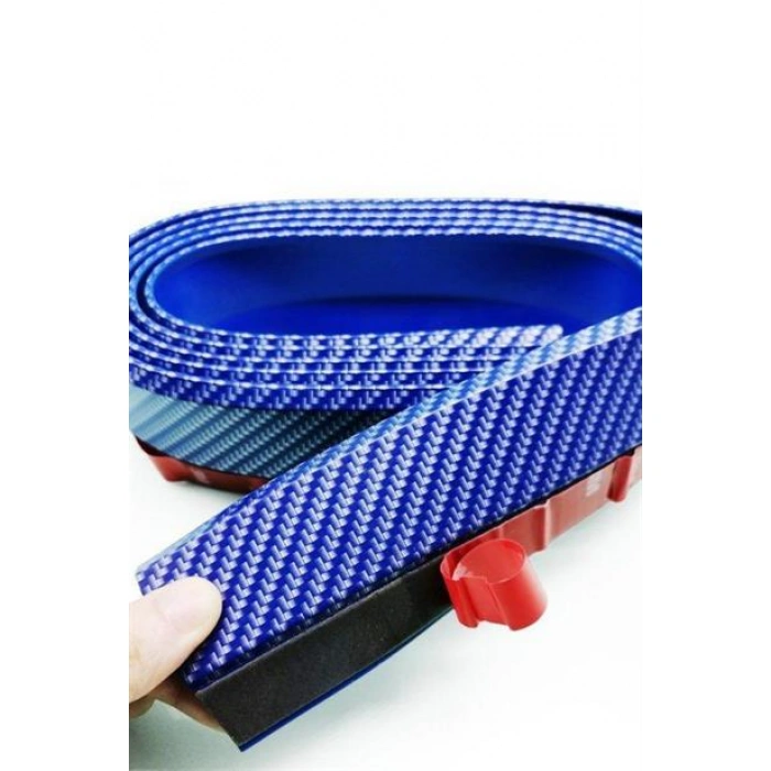 TUFEYO Mavi 2,5 Metre Araba Oto Ön Tampon Koruyucu Kauçuk Pratik Tampon Şerit Bant Döşeme Kiti