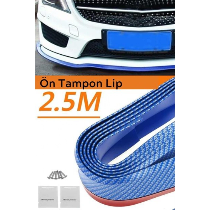 TUFEYO Mavi 2,5 Metre Araba Oto Ön Tampon Koruyucu Kauçuk Pratik Tampon Şerit Bant Döşeme Kiti
