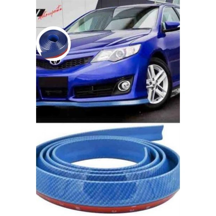 TUFEYO Mavi 2,5 Metre Araba Oto Ön Tampon Koruyucu Kauçuk Pratik Tampon Şerit Bant Döşeme Kiti