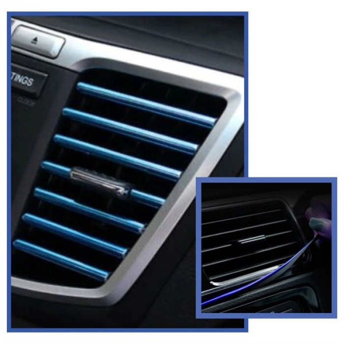 TUFEYO Mavi Araba Oto Trim Dekorasyon Şeridi Kauçuk Elastik Kolay Kurulum 5 metre Şerit Bant