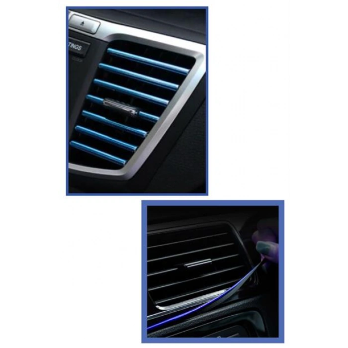 TUFEYO Mavi Araba Oto Trim Dekorasyon Şeridi Kauçuk Elastik Kolay Kurulum 5 metre Şerit Bant