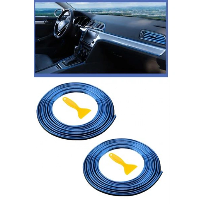 TUFEYO Mavi Araba Oto Trim Dekorasyon Şeridi Kauçuk Elastik Kolay Kurulum 5 metre Şerit Bant