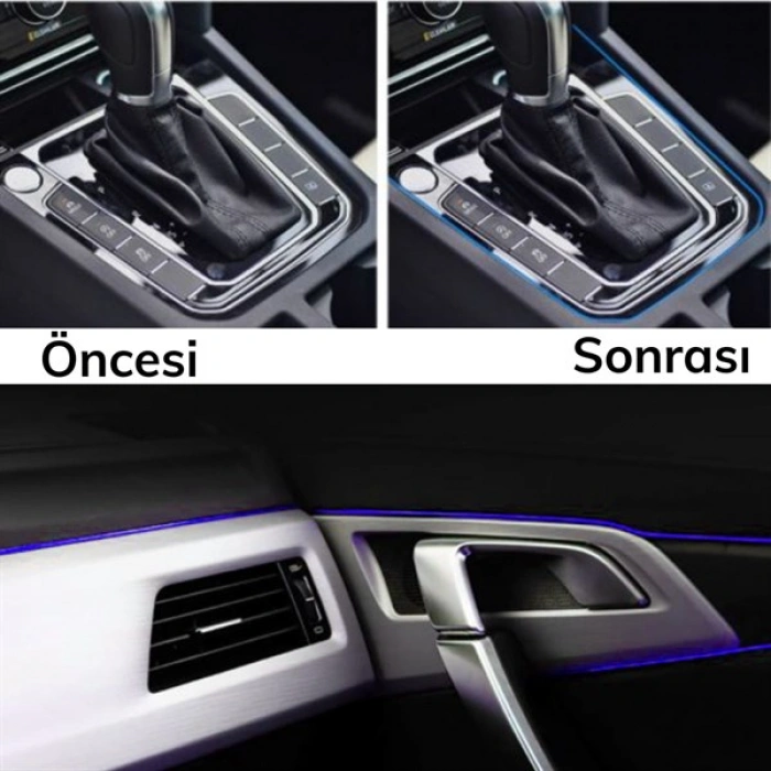 TUFEYO Mavi Araba Oto Trim Dekorasyon Şeridi Kauçuk Elastik Kolay Kurulum 5 metre Şerit Bant