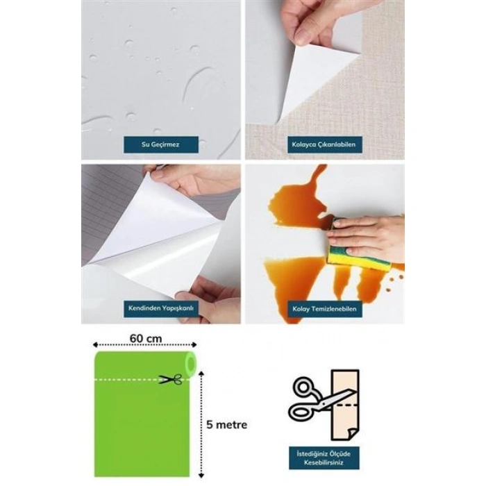 TUFEYO Mermer Desenli Masa Tezgah Mutfak Su Geçirmez Yapışkanlı Folyo Sticker  Kahverengi 5x0,6m