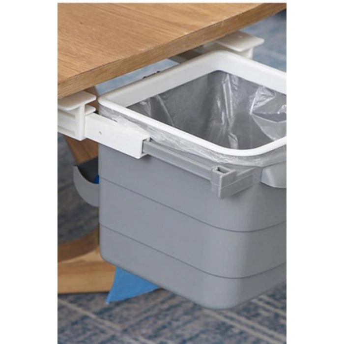 TUFEYO Mini Masa Çöp Kovası Plastik Tezgah Altı Geri Çekilebilir Yapışkanlı Görünmez Bölme Pratik