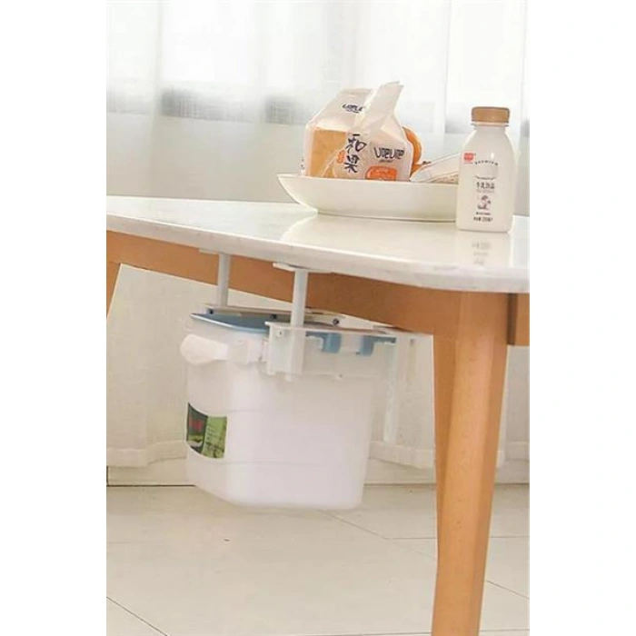 TUFEYO Mini Masa Çöp Kovası Plastik Tezgah Altı Geri Çekilebilir Yapışkanlı Görünmez Bölme Pratik