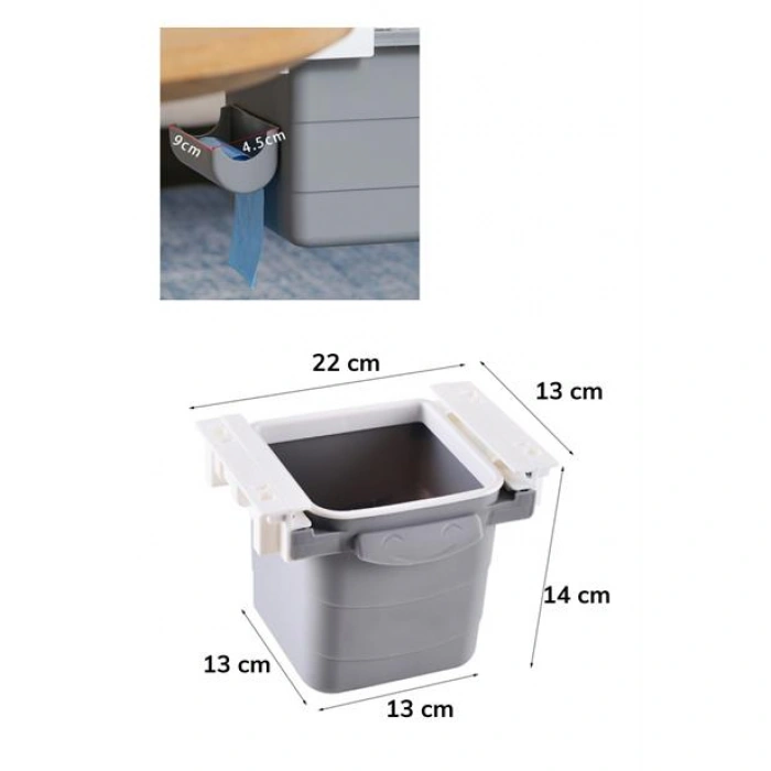 TUFEYO Mini Masa Çöp Kovası Plastik Tezgah Altı Geri Çekilebilir Yapışkanlı Görünmez Bölme Pratik