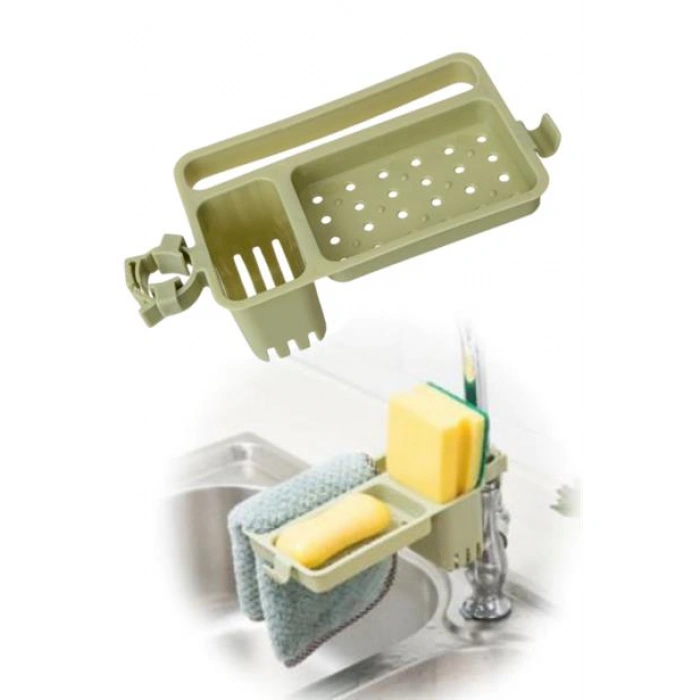 TUFEYO Musluğa Takılan Sünger Havlu Askılı Sabun Hazneli mutfak Banyo Lavabo Düzenleyici Organizer