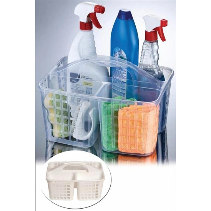 TUFEYO Mutfak ve Banyo Dolap İçi Temizlik Malzemesi Düzenleyici Sepet