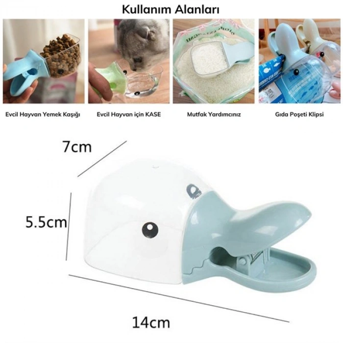 TUFEYO Ördek Tasarımlı Mandallı Tazelik Koruyan Ölçekli Kuru Mama Kaşığı Mama Ölçeği