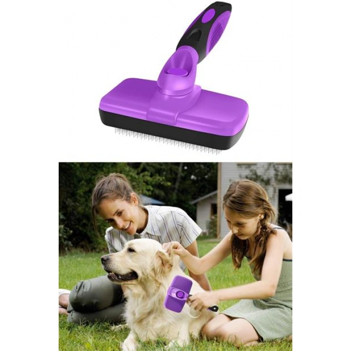 TUFEYO  Otomatik Temizlenebilen Tuşlu Pratik Kedi Köpek Tüy Toplama Fırçası