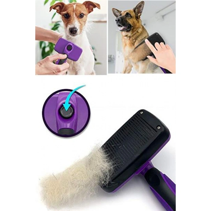 TUFEYO  Otomatik Temizlenebilen Tuşlu Pratik Kedi Köpek Tüy Toplama Fırçası