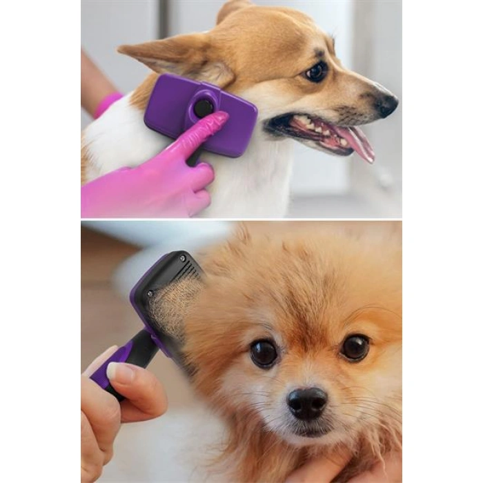 TUFEYO  Otomatik Temizlenebilen Tuşlu Pratik Kedi Köpek Tüy Toplama Fırçası