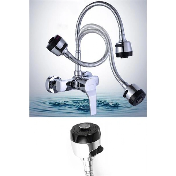 TUFEYO Oynar Başlıklı 2 Fonksiyonlu Spiral Musluk Başlığı Mutfak Hortumu