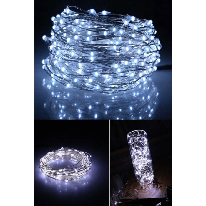 TUFEYO Pilli 5 metre Dekoratif Peri Led Beyaz Aydınlatma Süsleme Lambası