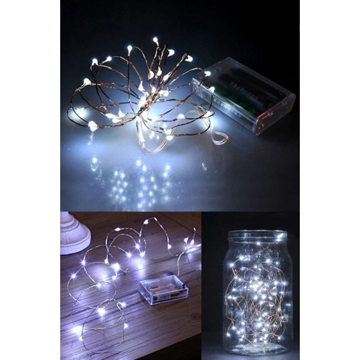 TUFEYO Pilli 5 metre Dekoratif Peri Led Beyaz Aydınlatma Süsleme Lambası