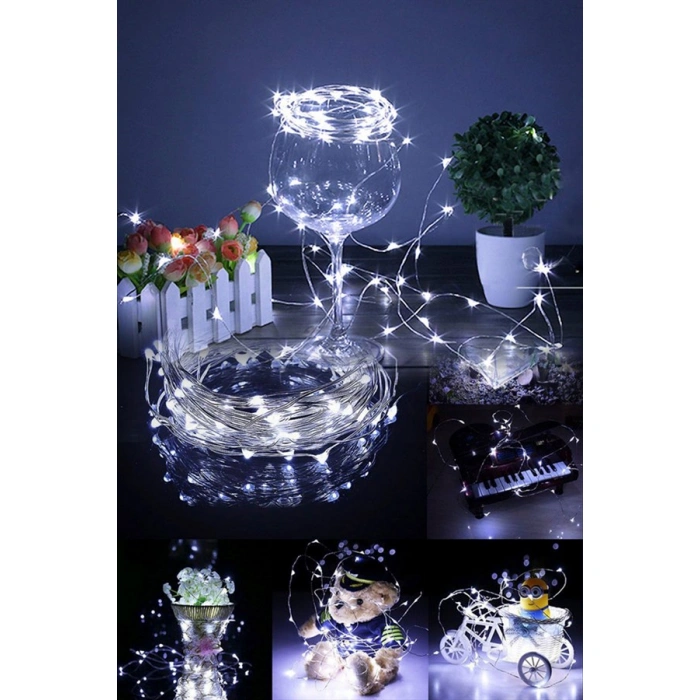 TUFEYO Pilli 5 metre Dekoratif Peri Led Beyaz Aydınlatma Süsleme Lambası