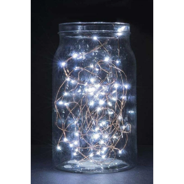 TUFEYO Pilli 5 metre Dekoratif Peri Led Beyaz Aydınlatma Süsleme Lambası