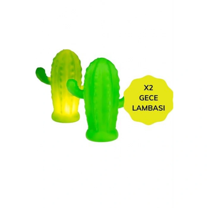 TUFEYO Pilli Silikon Led Işıklı Sevimli Kaktüs Gece Lambası Aydınlatması