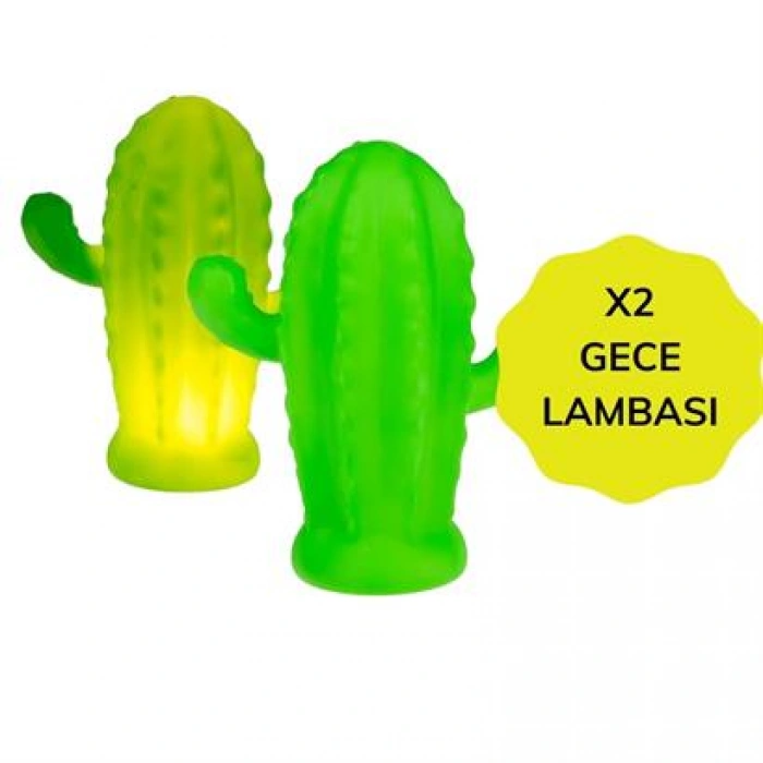 TUFEYO Pilli Silikon Led Işıklı Sevimli Kaktüs Gece Lambası Aydınlatması