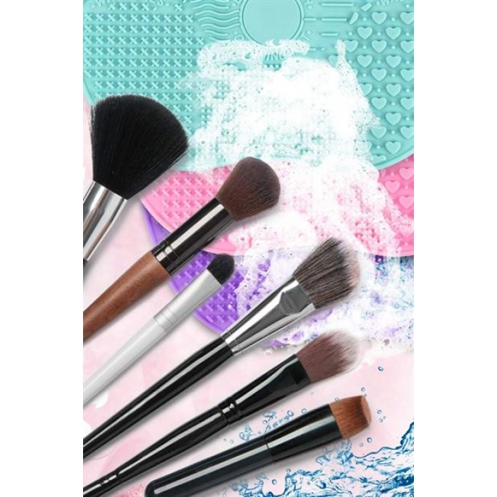 TUFEYO Pratik Kolay Makyaj Fırçası Temizleme Matı Aparatı Aleti Küçük