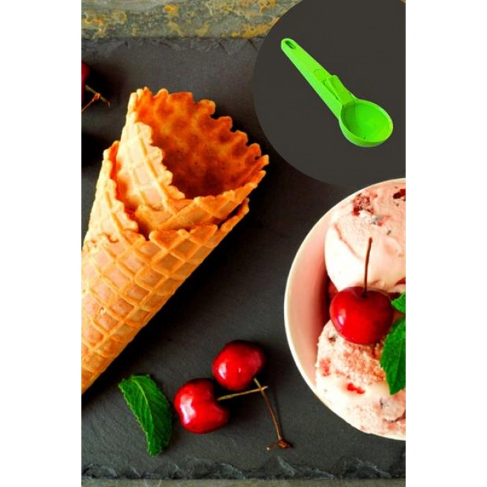 TUFEYO Pratik Mandallı Plastik Dondurma Servis Sunum Kepçesi Kaşığı