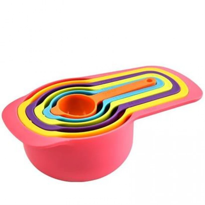 TUFEYO Pratik Ölçü Kaşığı Kabı 5li Şeker Baharat Sıvı Ölçer Aparat