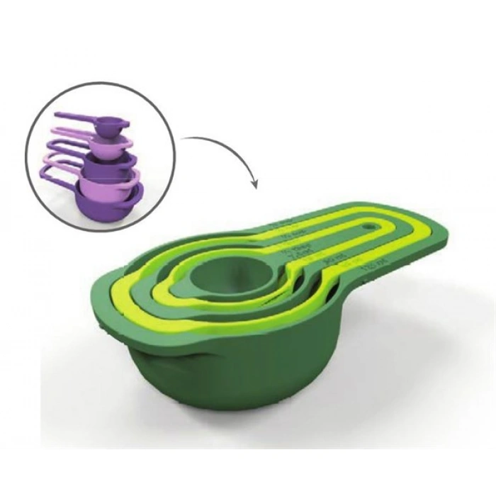 TUFEYO Pratik Ölçü Kaşığı Kabı 5li Şeker Baharat Sıvı Ölçer Aparat