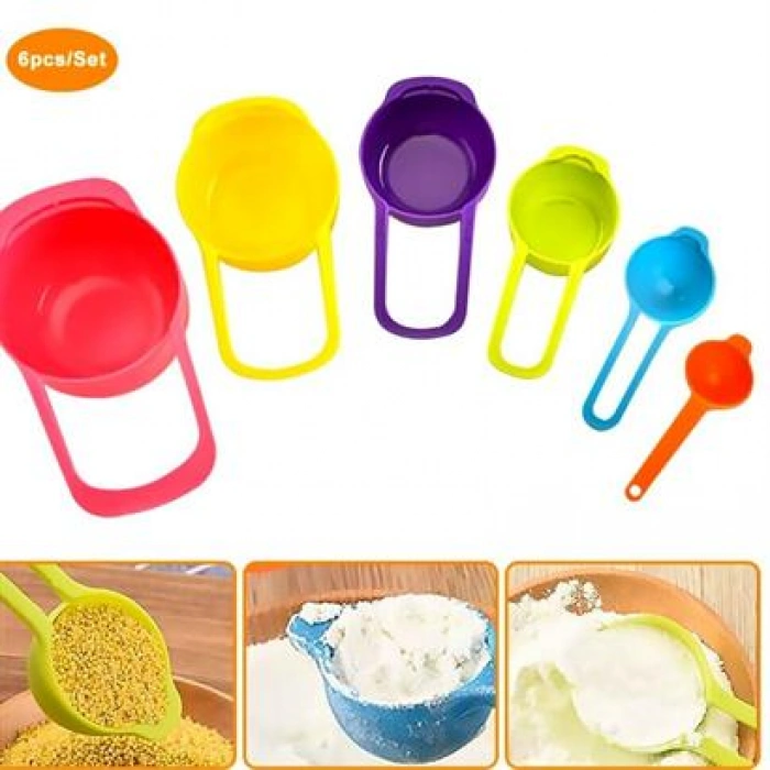 TUFEYO Pratik Ölçü Kaşığı Kabı 5li Şeker Baharat Sıvı Ölçer Aparat