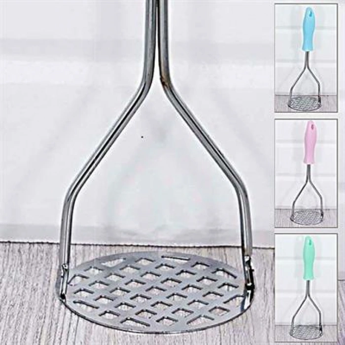 TUFEYO Renkli Plastik Saplı Paslanmaz Metal Patates Ezici Püre Yapıcı