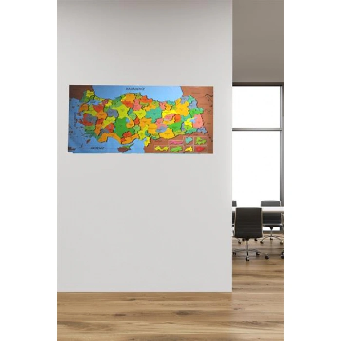 TUFEYO Renkli Türkiye Haritası Manyetik Yapıştırıcı Gerektirmeyen Duvar Stickerı 118 CM * 56 CM