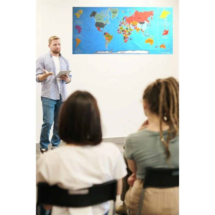 TUFEYO Renkli Atlas Dünya Haritası Manyetik Yapıştırıcı Gerektirmeyen Duvar Stickerı 118 CM * 56 CM