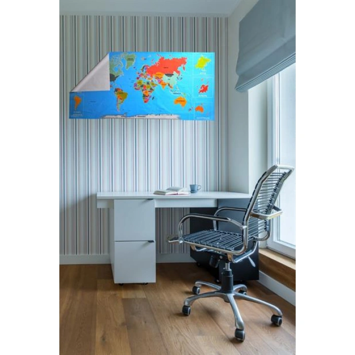 TUFEYO Renkli Atlas Dünya Haritası Manyetik Yapıştırıcı Gerektirmeyen Duvar Stickerı 118 CM * 56 CM