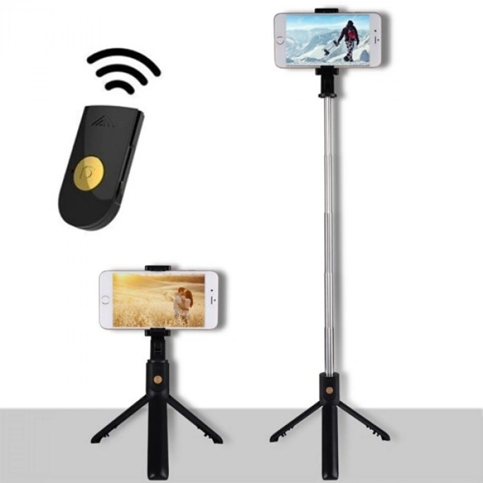 TUFEYO Sabitlenebilir Cep Telefon Tutucu  Ayarlanabilir Taşınabilir 3 Ayaklı Tripod Selfie Çubuğu