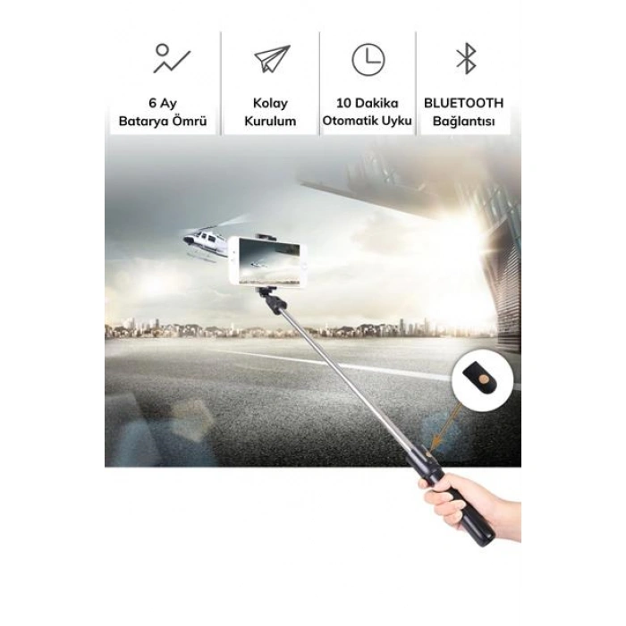 TUFEYO Sabitlenebilir Cep Telefon Tutucu  Ayarlanabilir Taşınabilir 3 Ayaklı Tripod Selfie Çubuğu