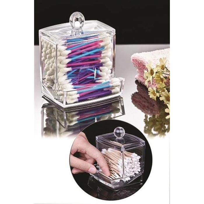 TUFEYO Şeffaf Kapaklı Kulak Temizleme Çubuğu Organizatörü Saklama Kutusu
