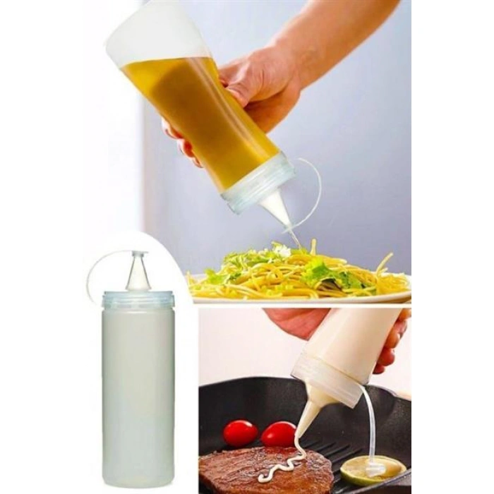 TUFEYO Şeffaf Kapaklı Sızdırmaz Yağlık Sosluk Şişesi Plastik Yağdanlık 400 ml AP-9028