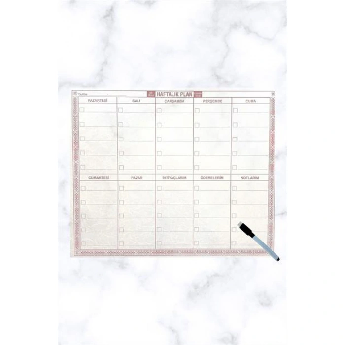 TUFEYO Şeffaf Kendiliğinden Yapışkanlı Kalemli Haftalık Planlayıcı 40cm-50cm