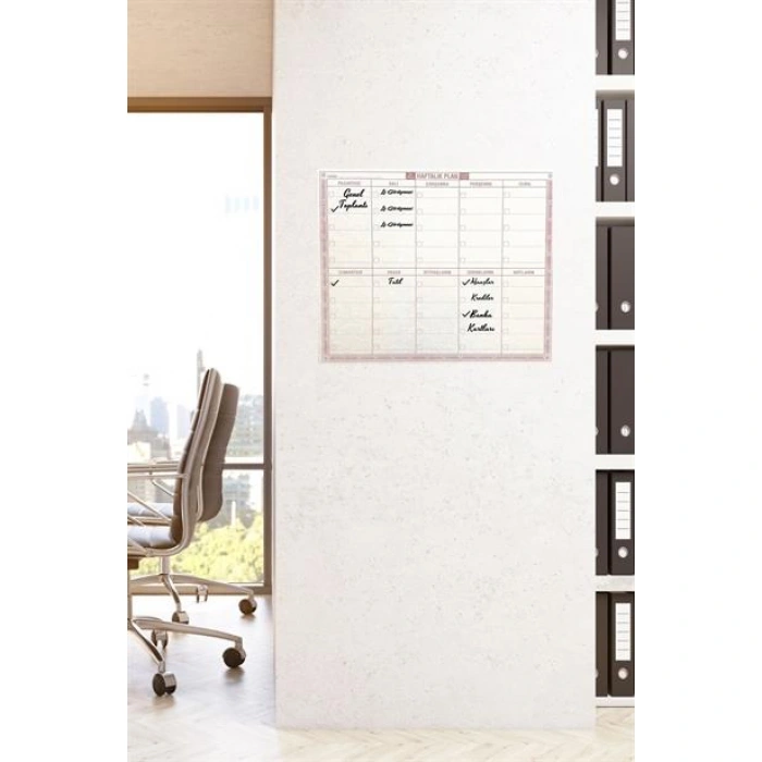TUFEYO Şeffaf Kendiliğinden Yapışkanlı Kalemli Haftalık Planlayıcı 40cm-50cm