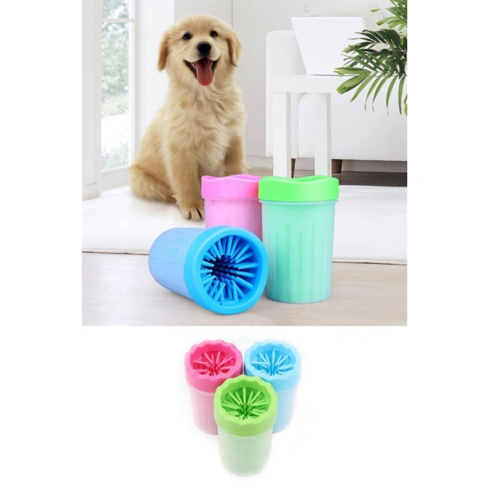 TUFEYO Silikon Jel Fırçalı Kedi Köpek Pati Ayak Yıkama Temizleme Kovası (Küçük)