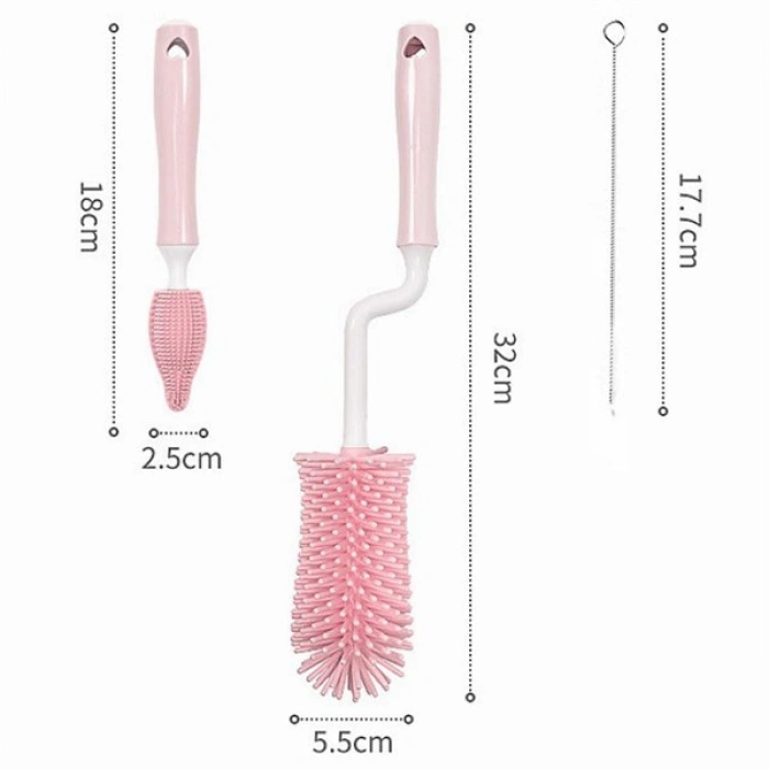 TUFEYO Silikon Uçlu Ekstra Yumuşak Kıllı Sağlam Kavanoz Bardak  Şişe Ve Biberon Temizleme Fırçası