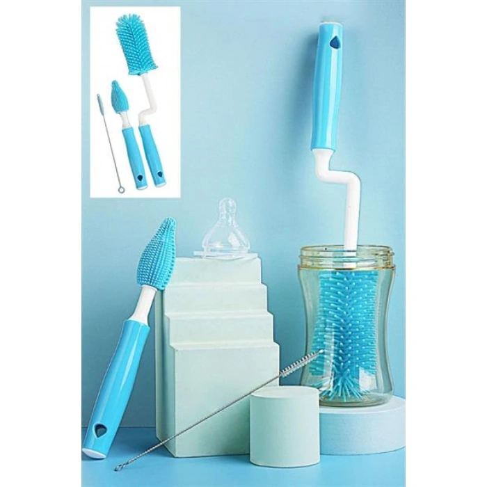 TUFEYO Silikon Uçlu Ekstra Yumuşak Kıllı Sağlam Kavanoz Bardak  Şişe Ve Biberon Temizleme Fırçası